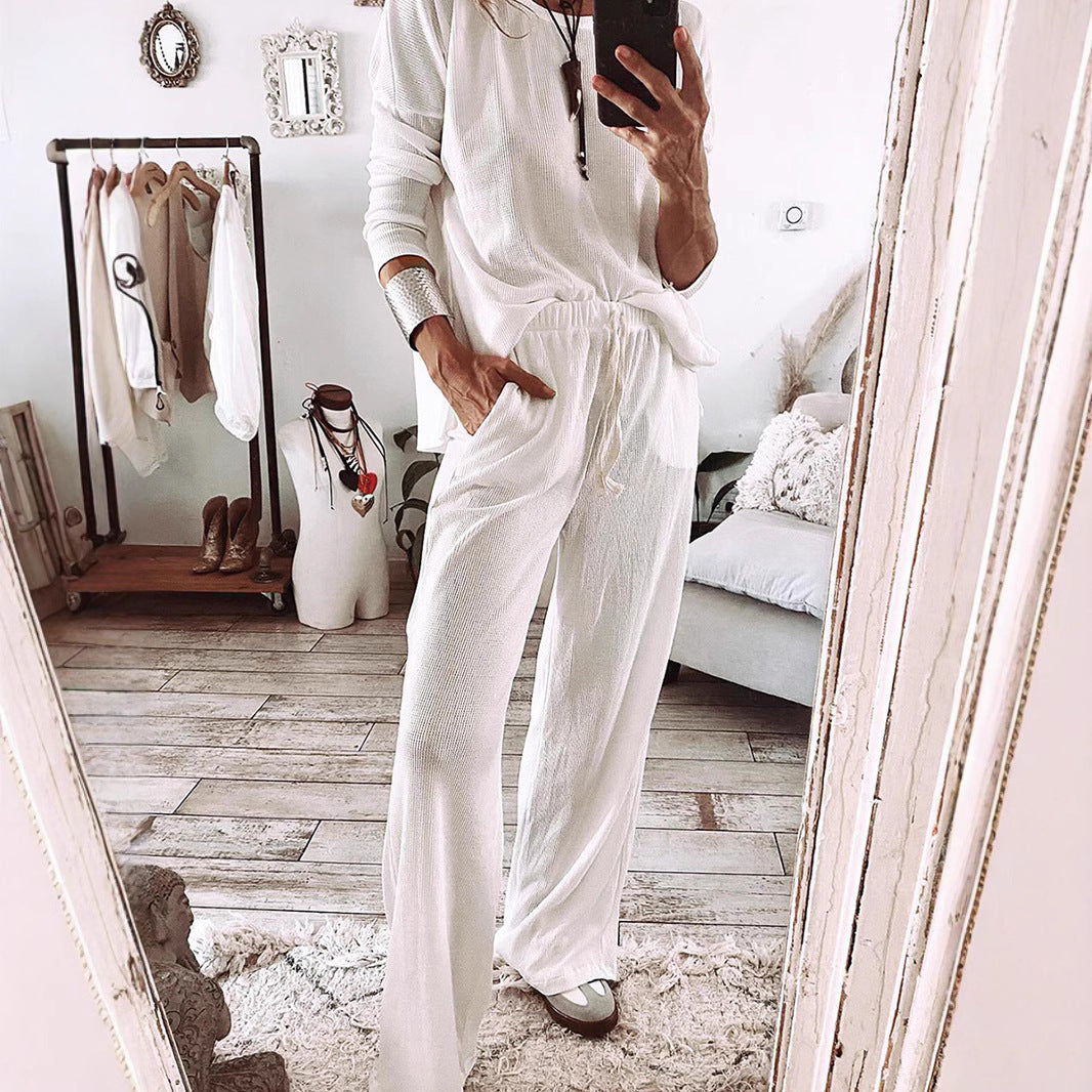 Simple Versatile Relaxed-fit Textured Casual Set