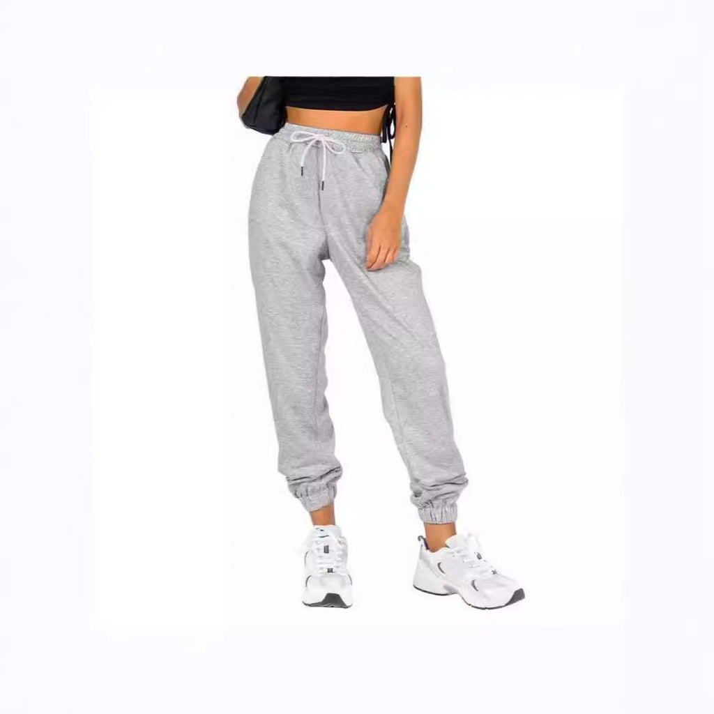 Women's Waist Belt Pocket High Waist Ankle-tied Solid Color Casual Pants