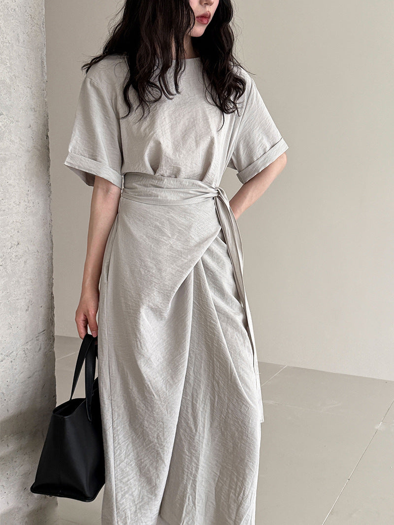 Special-interest Design Cross Strap Short Sleeve Dress