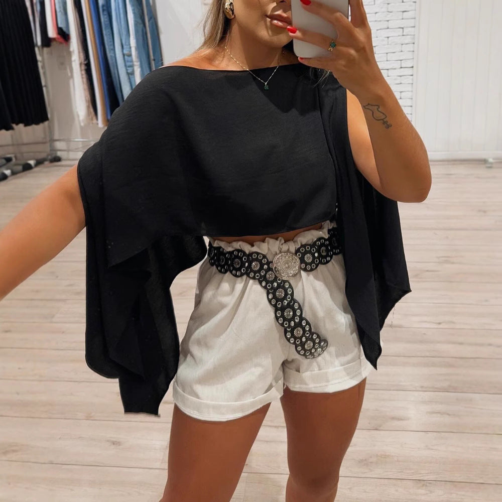 Solid Color Off-shoulder Design More Than Split Sleeve Tops