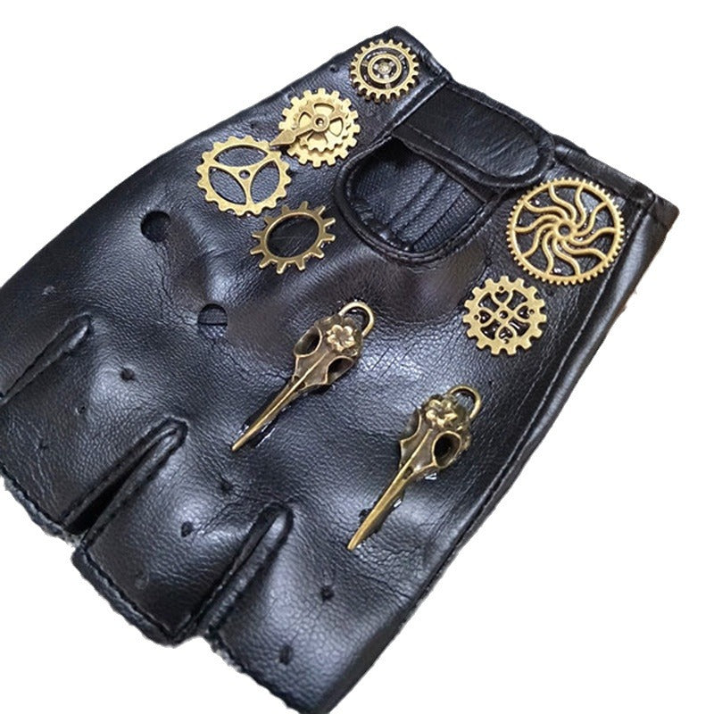 Women's Black Stylish Gothic Rose Bow Gloves