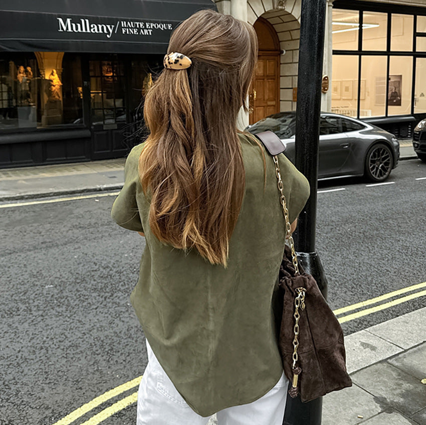 European And American Retro Green Lazy Women's Fashion Shirt