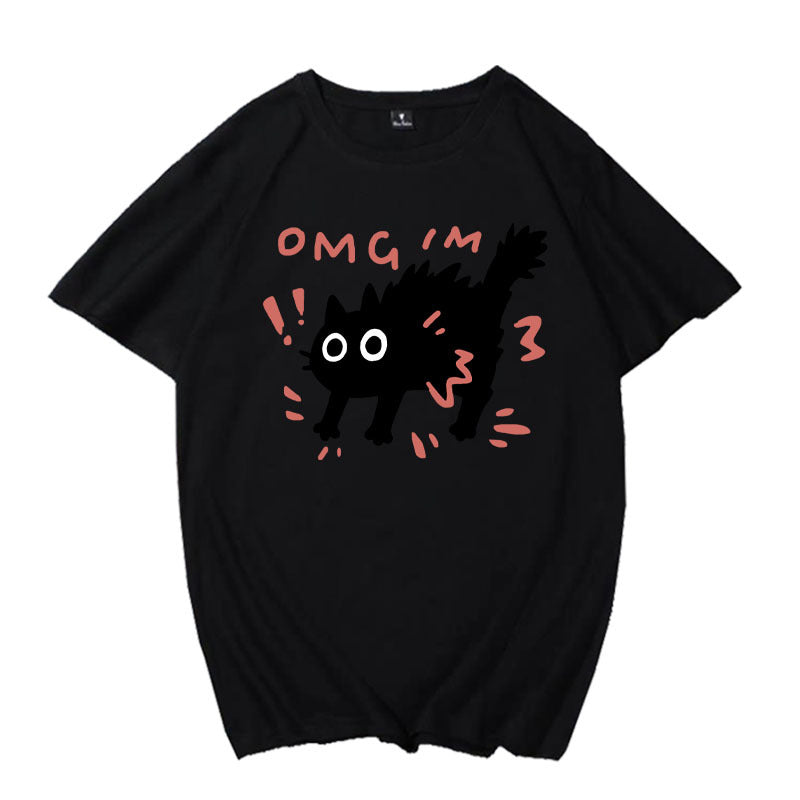 European And American Printed Short-sleeved Top