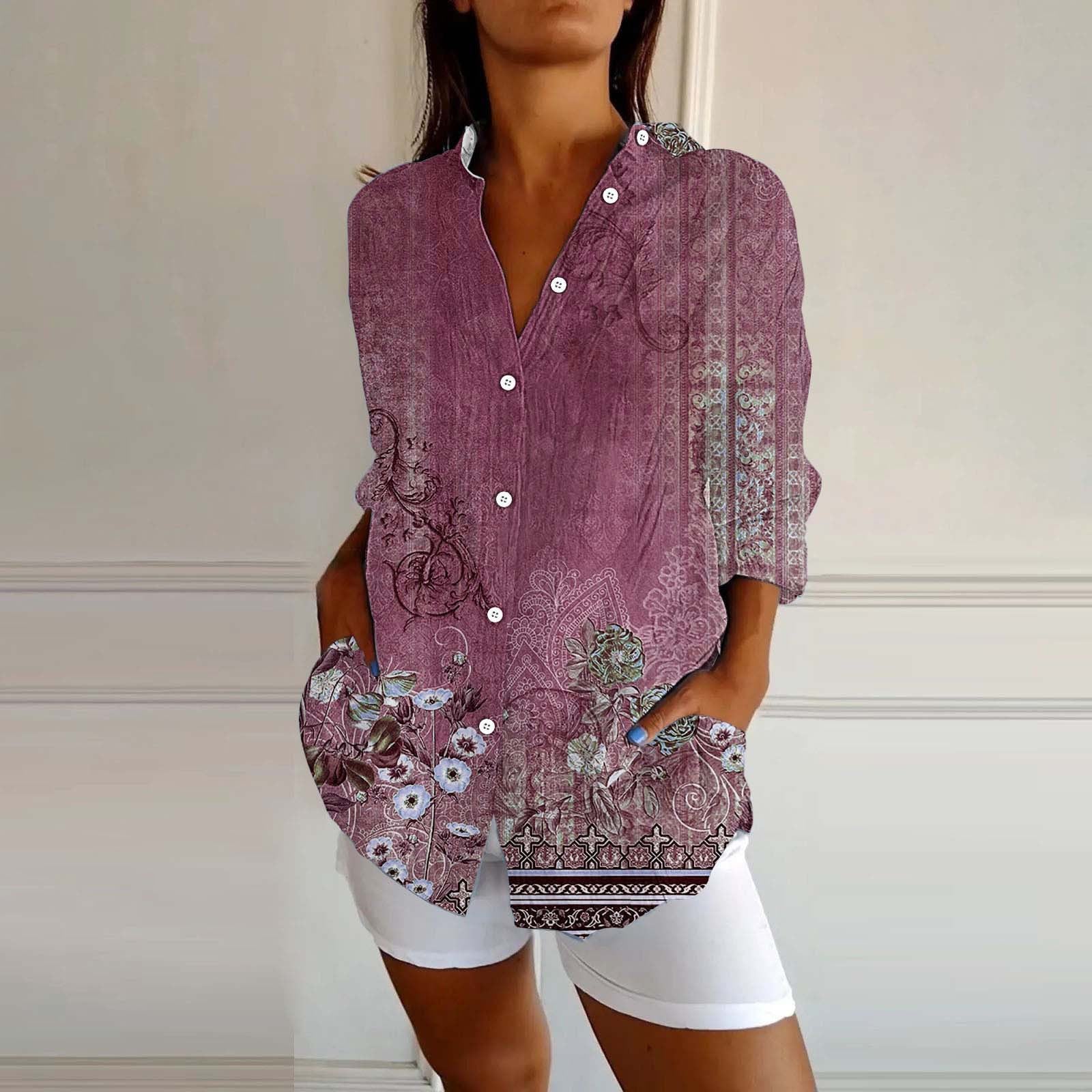 New Women's Spring And Summer Long Sleeves Plaid Printed Shirt