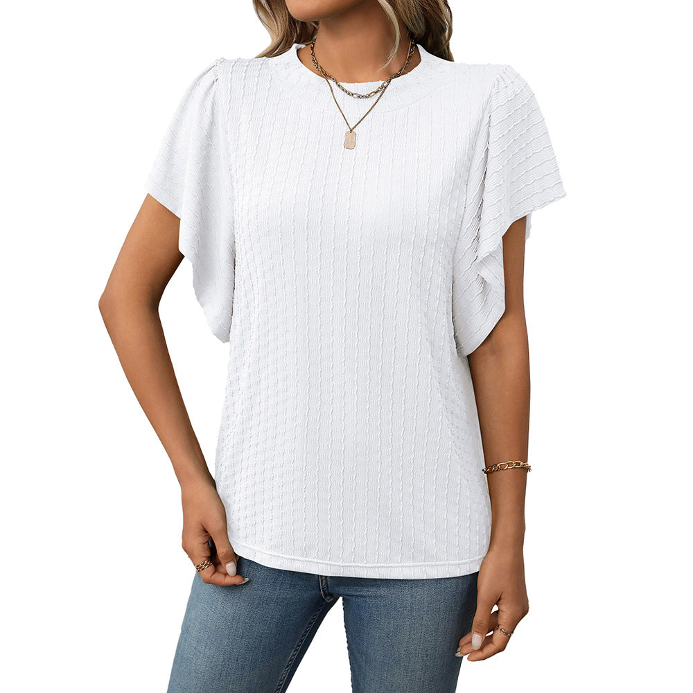 Women's New Solid Color Crew Neck T-shirt Top