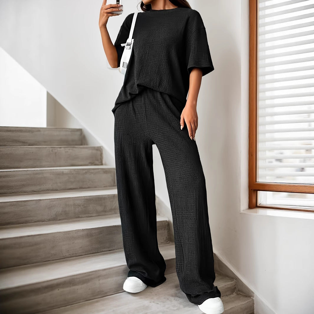 Women's Solid Color Drop Shoulder Fashion Suit