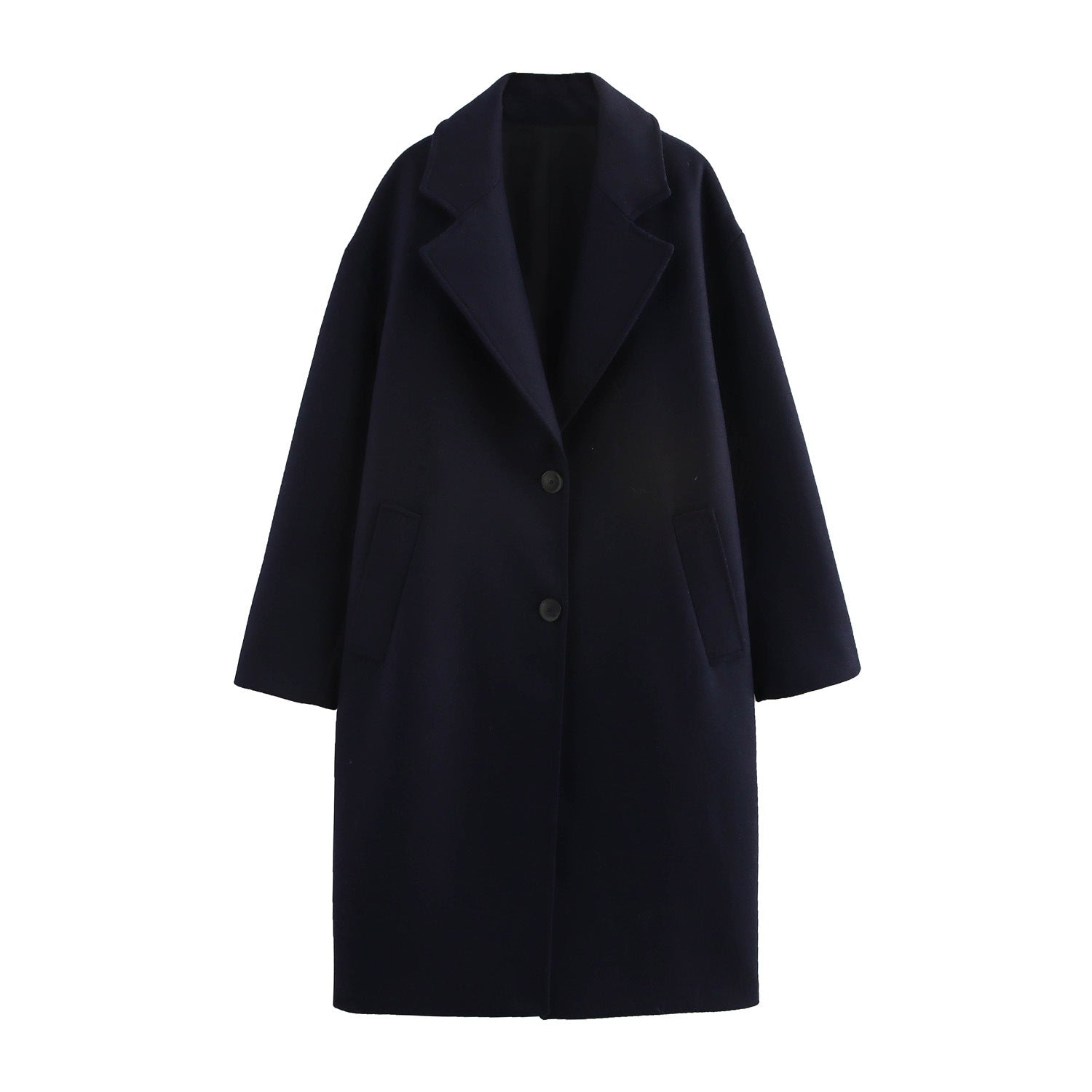 Women's Solid Color Polo Collar Baggy Coat