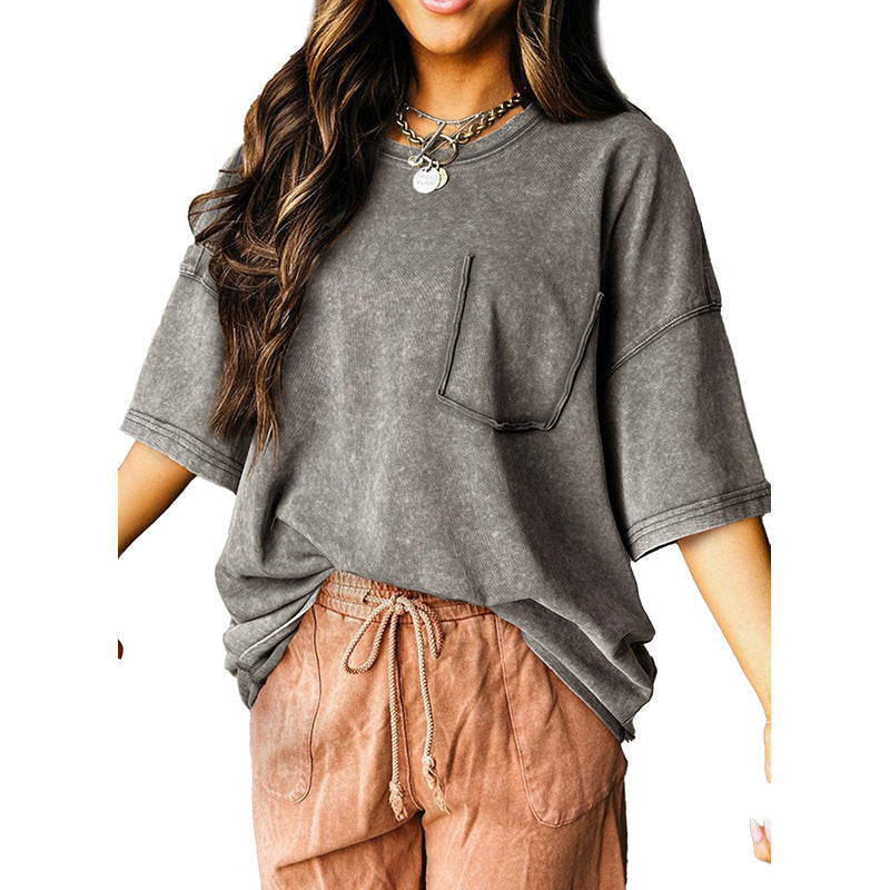 Women's Loose Shoulder Round Neck Pullover