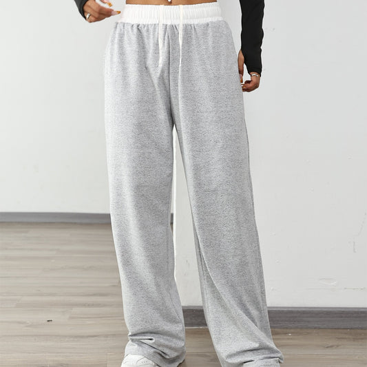 Women's Casual Sports Contrast Color Loose Comfortable Drawstring Trousers