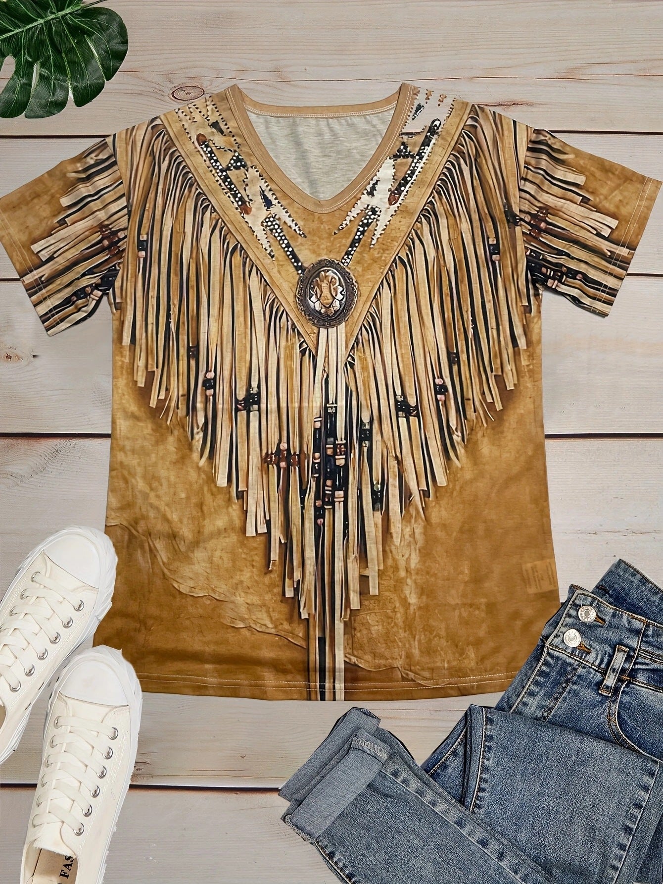 V-neck Holiday Digital Printing Short Sleeve