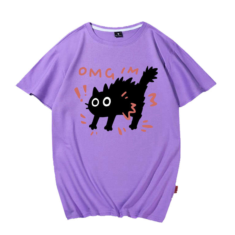European And American Printed Short-sleeved Top