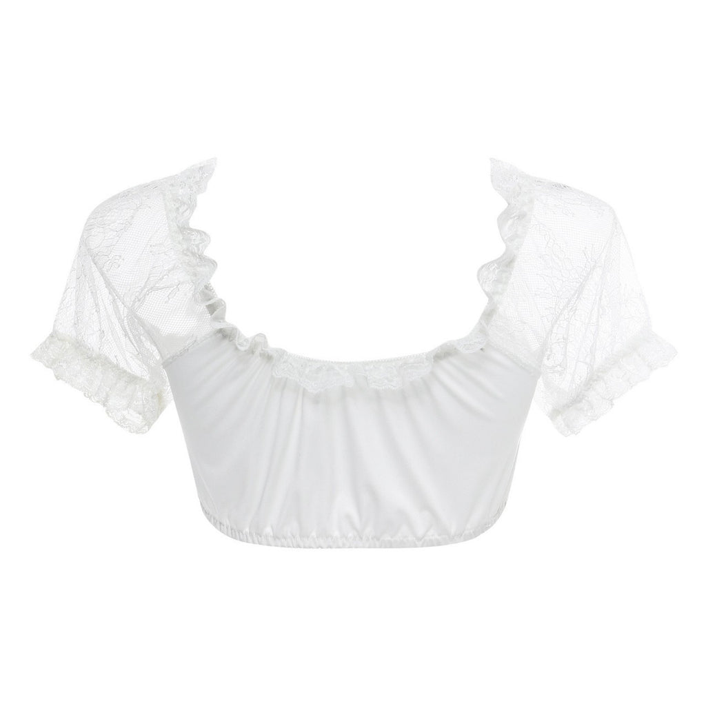 Women's Classical Beer Festival Regular Base Lace Stitching Small Shirt Top