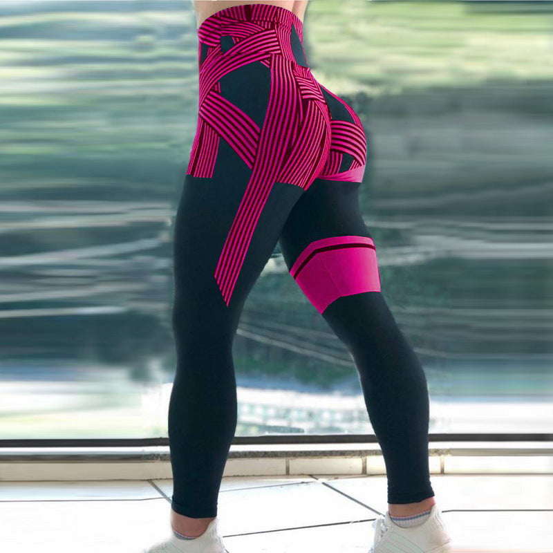 Multi-color Printed Women's Tight High Waist Trousers
