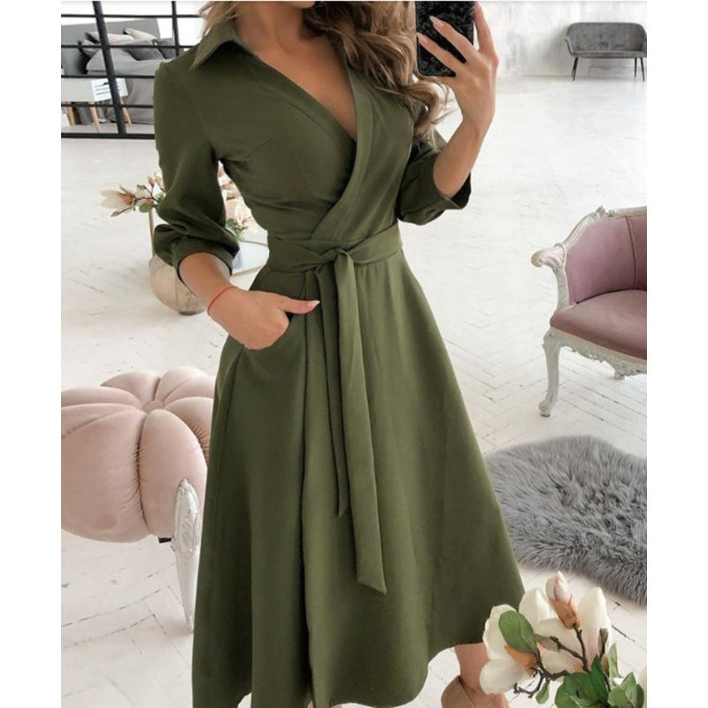 Fashion Short Sleeve V-neck Printed Sheath Women's Clothing Dress