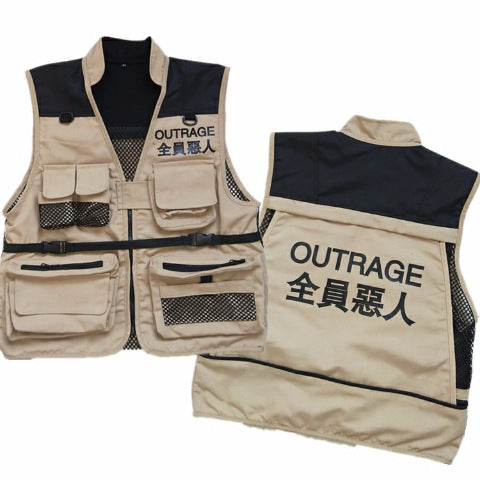 Extra Fish Multi-pocket Multi-pocket Workwear Waistcoat Vest
