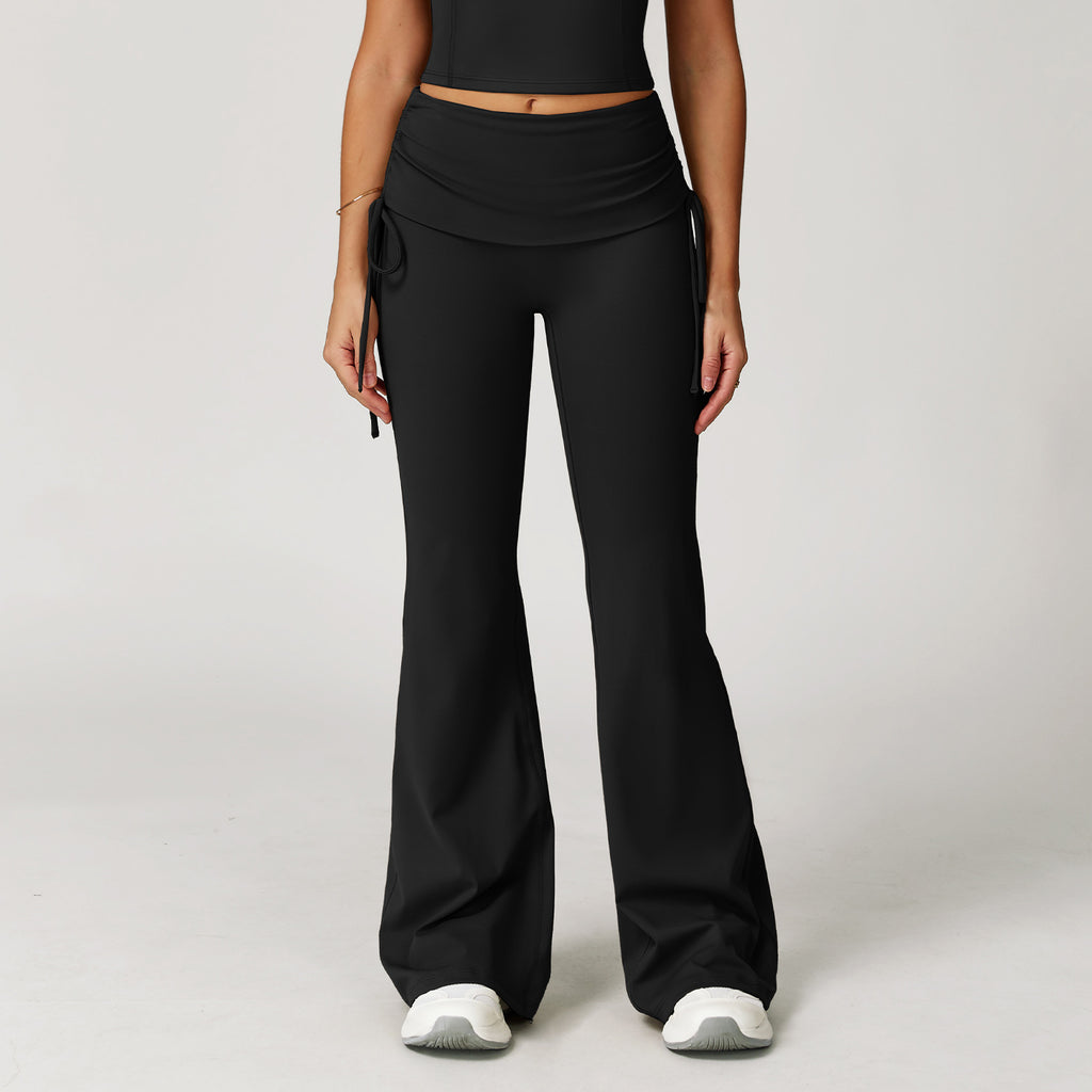 Fold High Waist Flared Pants Nude Feel Wide Leg Slimming Trousers Women