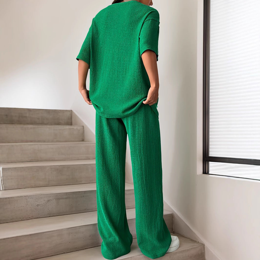 Women's Solid Color Drop Shoulder Fashion Suit