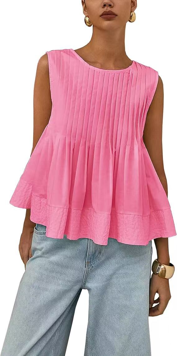 Pleated Slim-fit Loose Vest Shirt