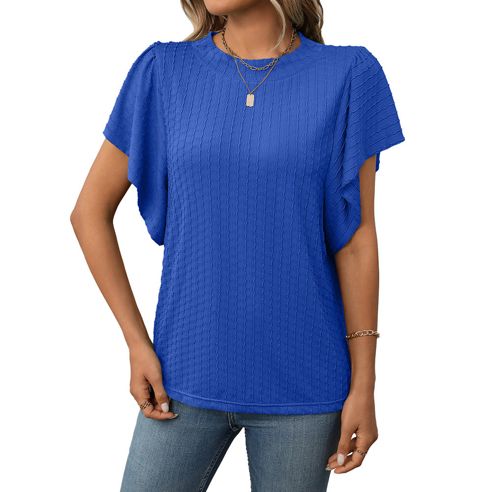 Women's New Solid Color Crew Neck T-shirt Top