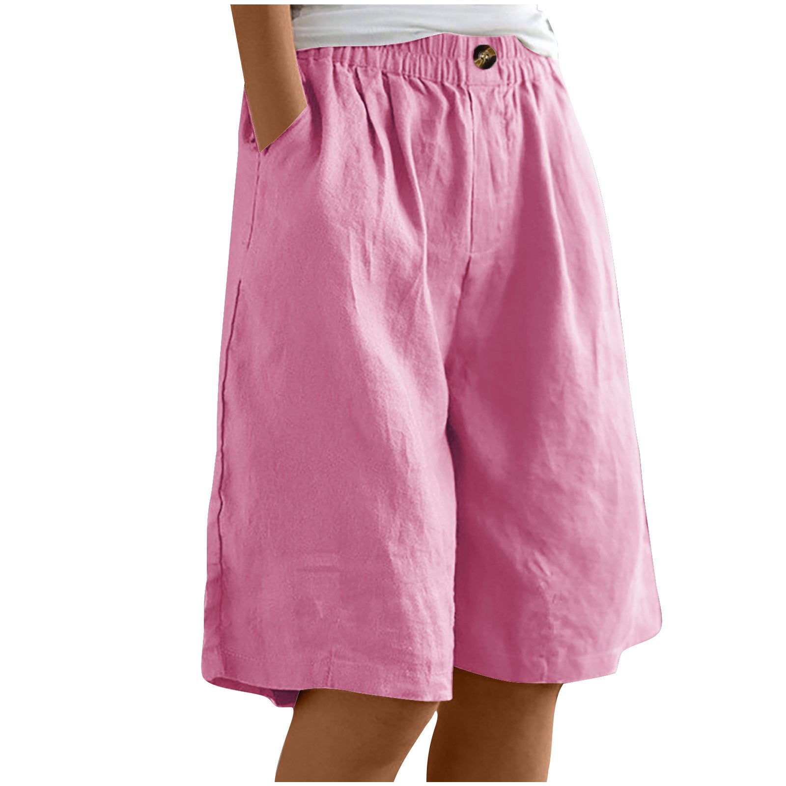 Women's Cotton And Linen Cropped Loose High Waist Shorts