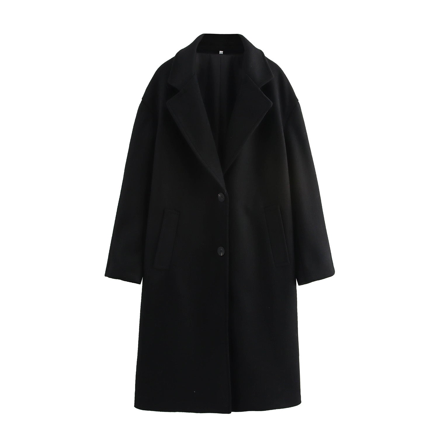 Women's Solid Color Polo Collar Baggy Coat