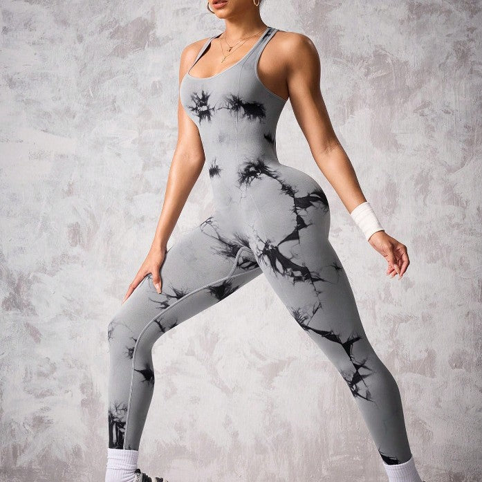 Seamless Tie-dyed Jumpsuit Stretch Skinny Yoga Clothes