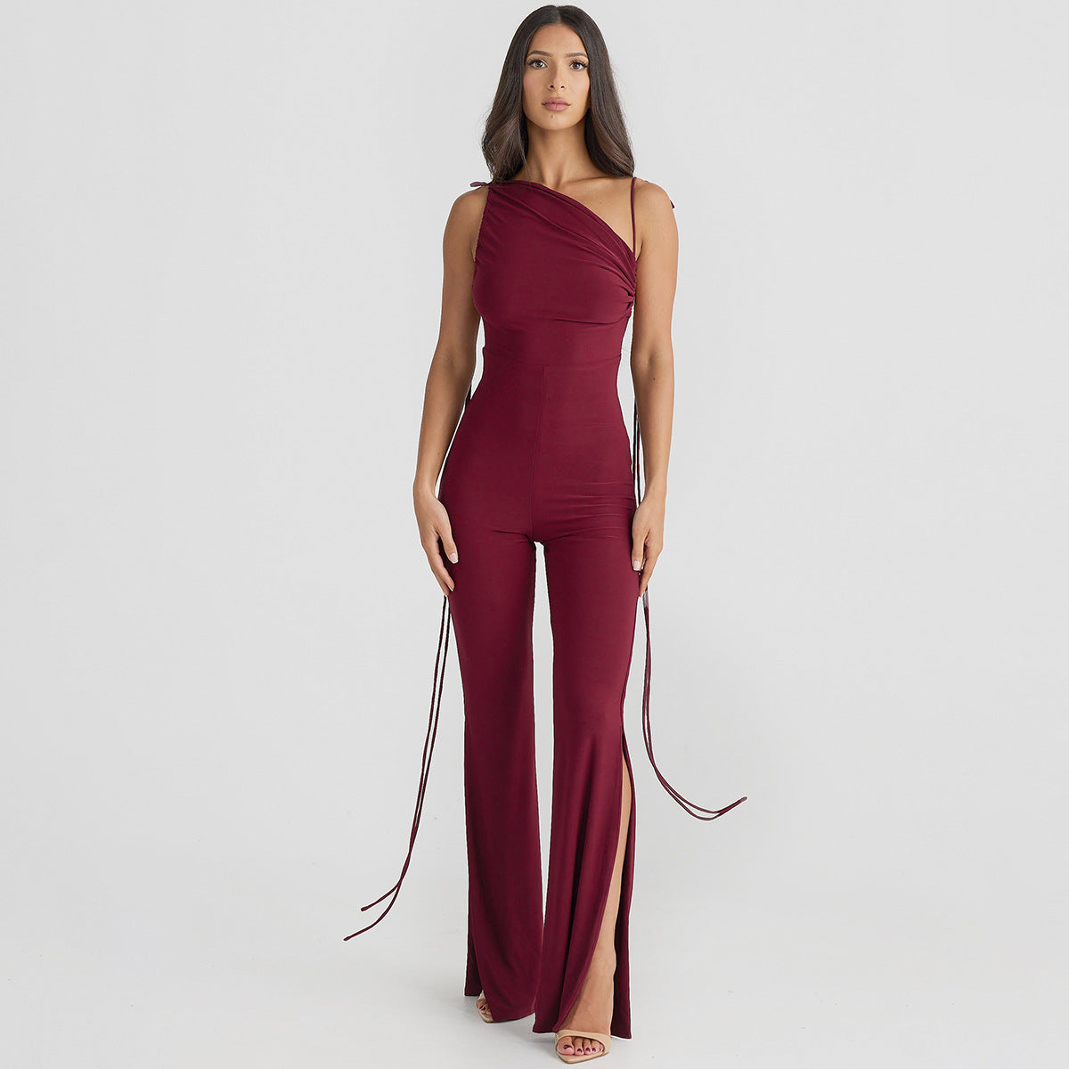 Female Fashionable With Side-slit Slim Fit Bodysuit