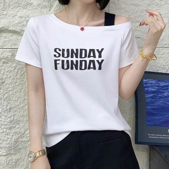 Fried Street Western Style Off-the-shoulder Stitching Short Sleeve