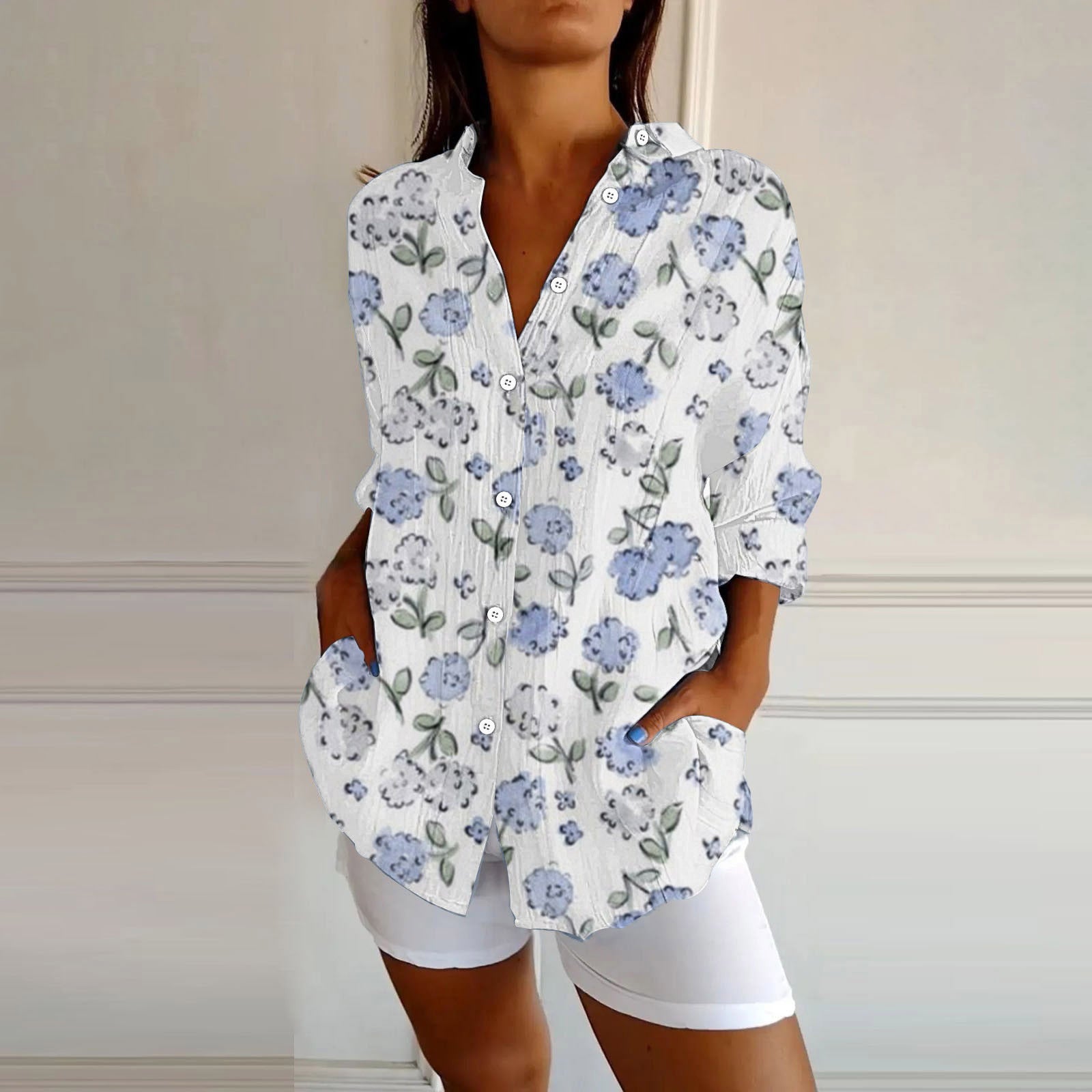 New Women's Spring And Summer Long Sleeves Plaid Printed Shirt