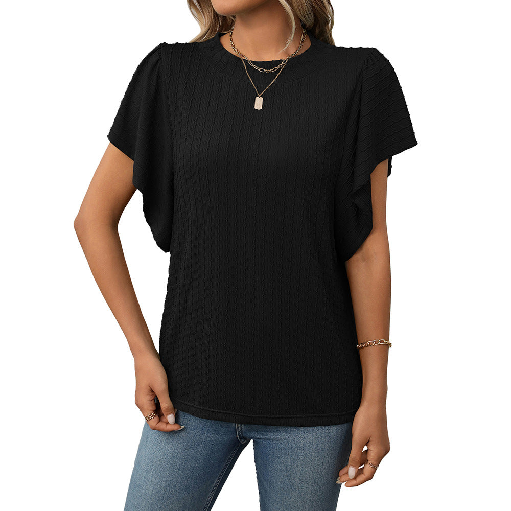 Women's New Solid Color Crew Neck T-shirt Top