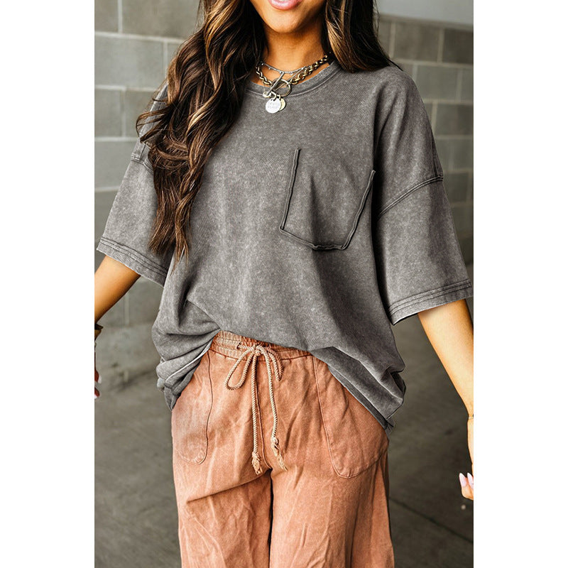 Women's Loose Shoulder Round Neck Pullover
