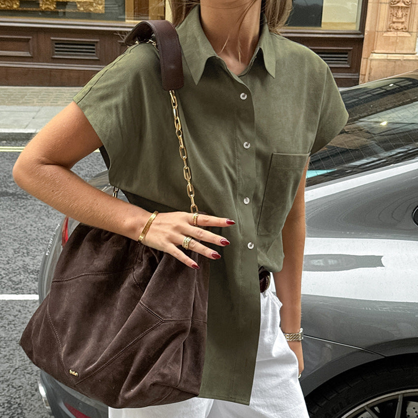 European And American Retro Green Lazy Women's Fashion Shirt