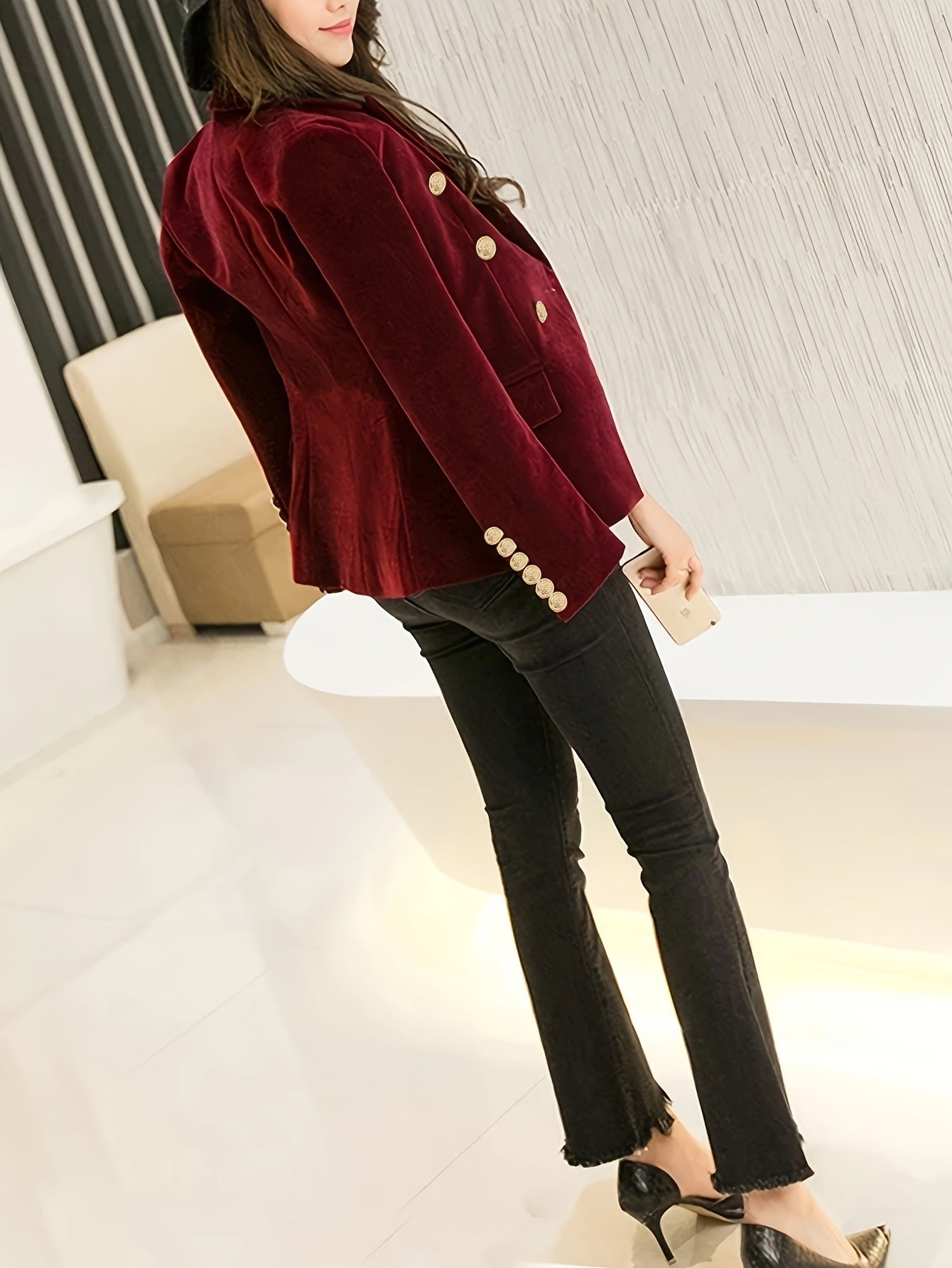 Women's Linen Loose-fitting Striped Long Sleeves Coat