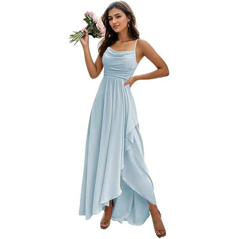 Women's Pure Color All-matching Sexy Single Strap Waist-tight Dress