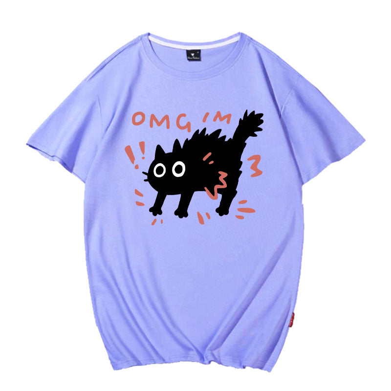 European And American Printed Short-sleeved Top