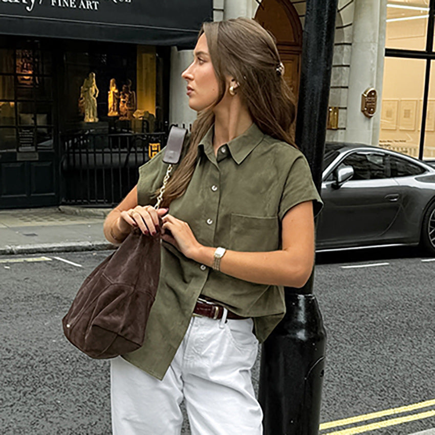 European And American Retro Green Lazy Women's Fashion Shirt