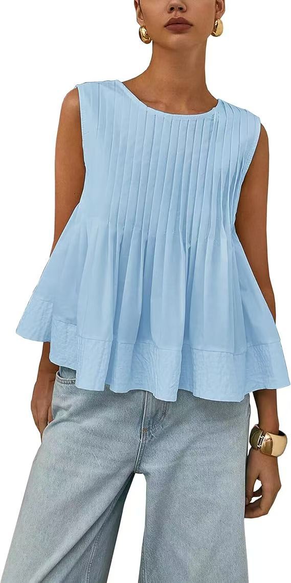 Pleated Slim-fit Loose Vest Shirt