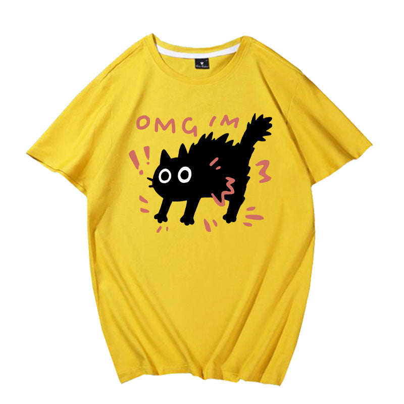 European And American Printed Short-sleeved Top
