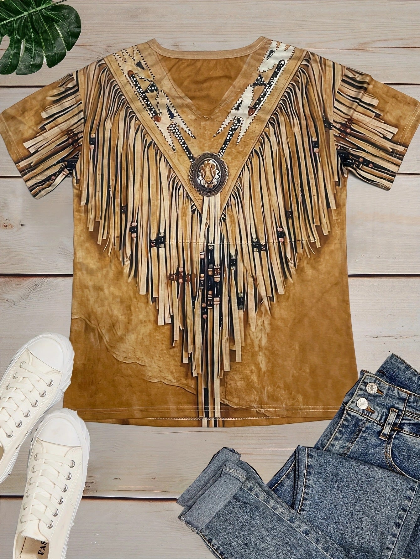 V-neck Holiday Digital Printing Short Sleeve