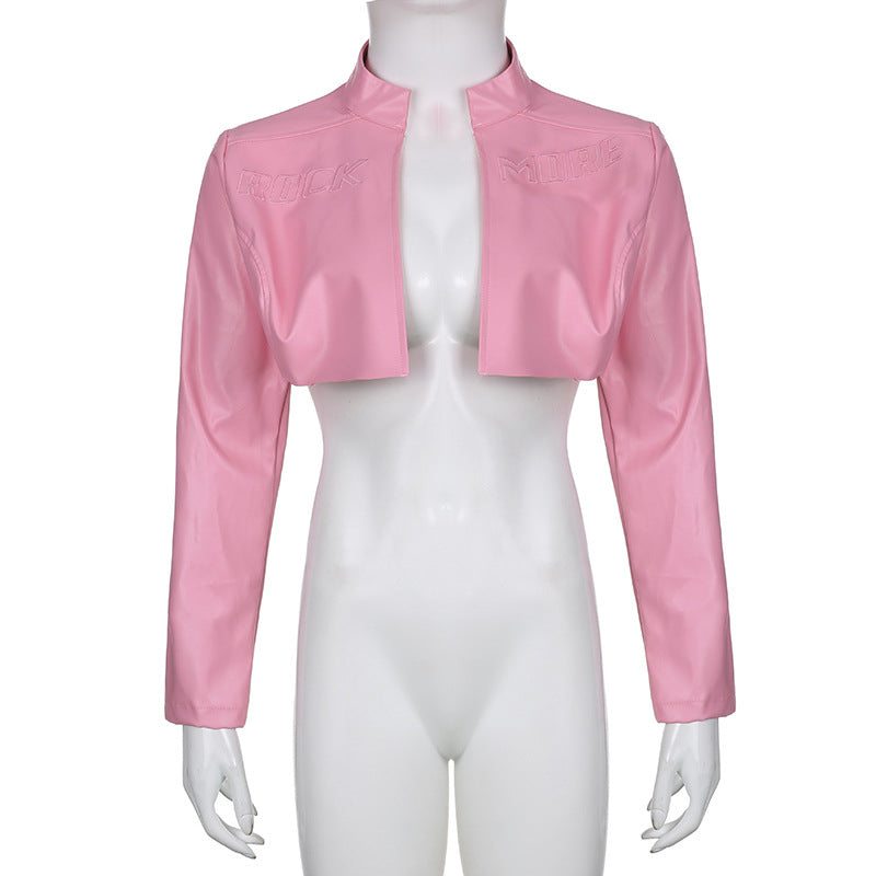 European And American Sexy Hot Girl Locomotive Style Basic Coat