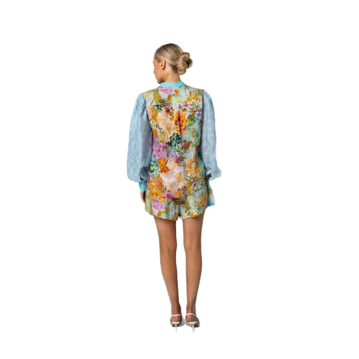 Casual Long Linen Sleeves Shirt Shorts Suit