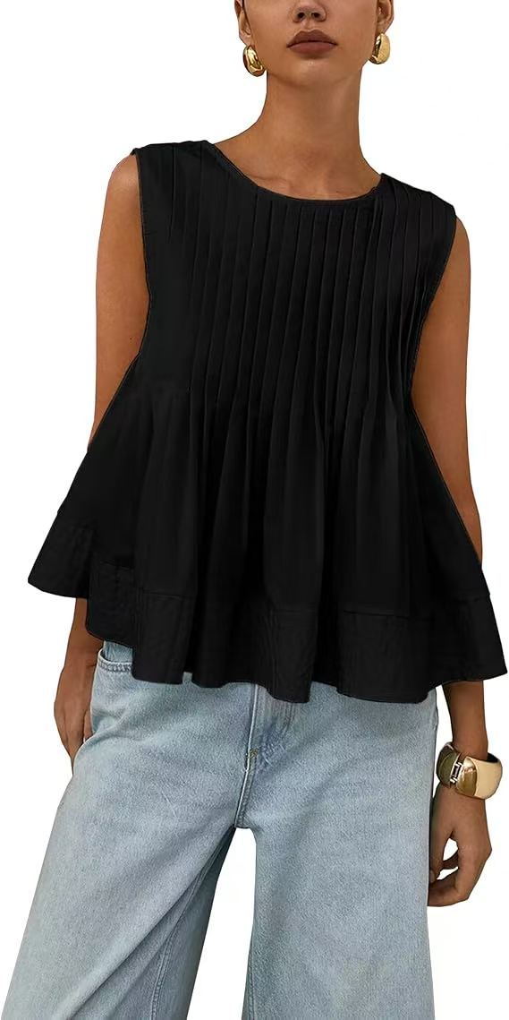 Pleated Slim-fit Loose Vest Shirt