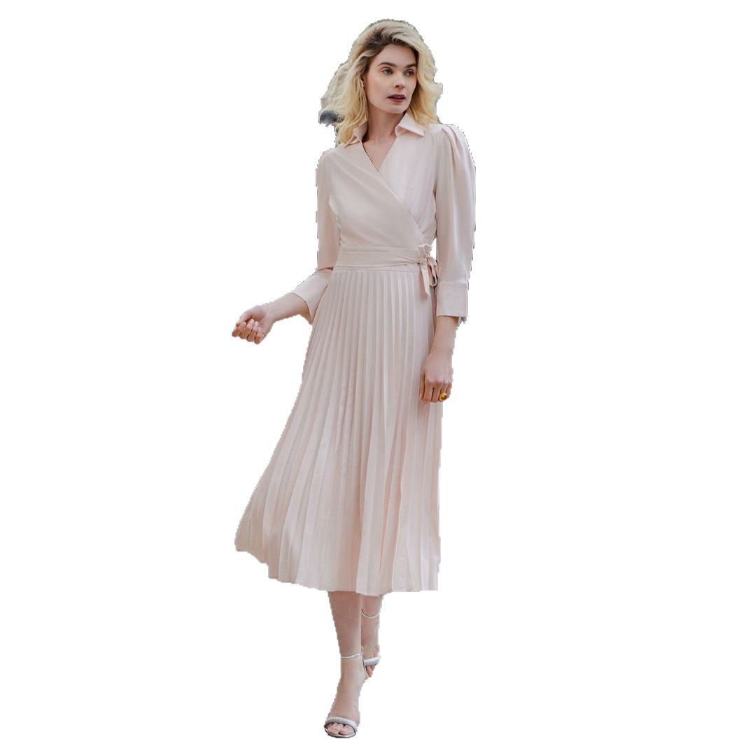 Women's Casual Solid Color Commute Pleated Dress