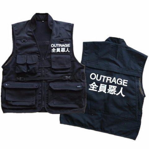 Extra Fish Multi-pocket Multi-pocket Workwear Waistcoat Vest