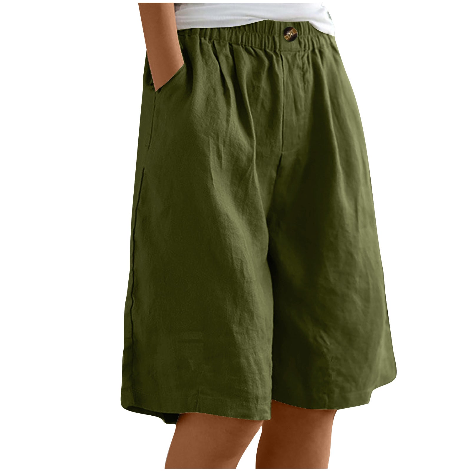 Women's Cotton And Linen Cropped Loose High Waist Shorts