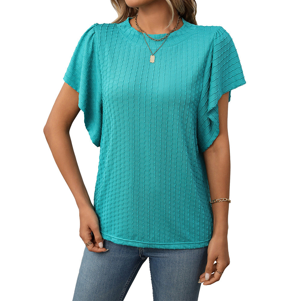 Women's New Solid Color Crew Neck T-shirt Top