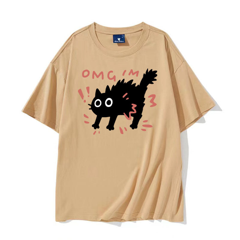 European And American Printed Short-sleeved Top