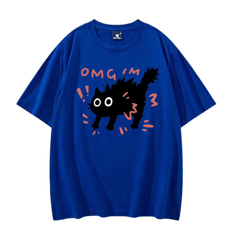 European And American Printed Short-sleeved Top