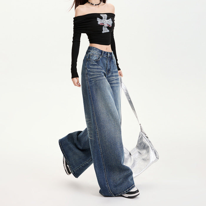 Women's Denim Loose Wide-leg Pants