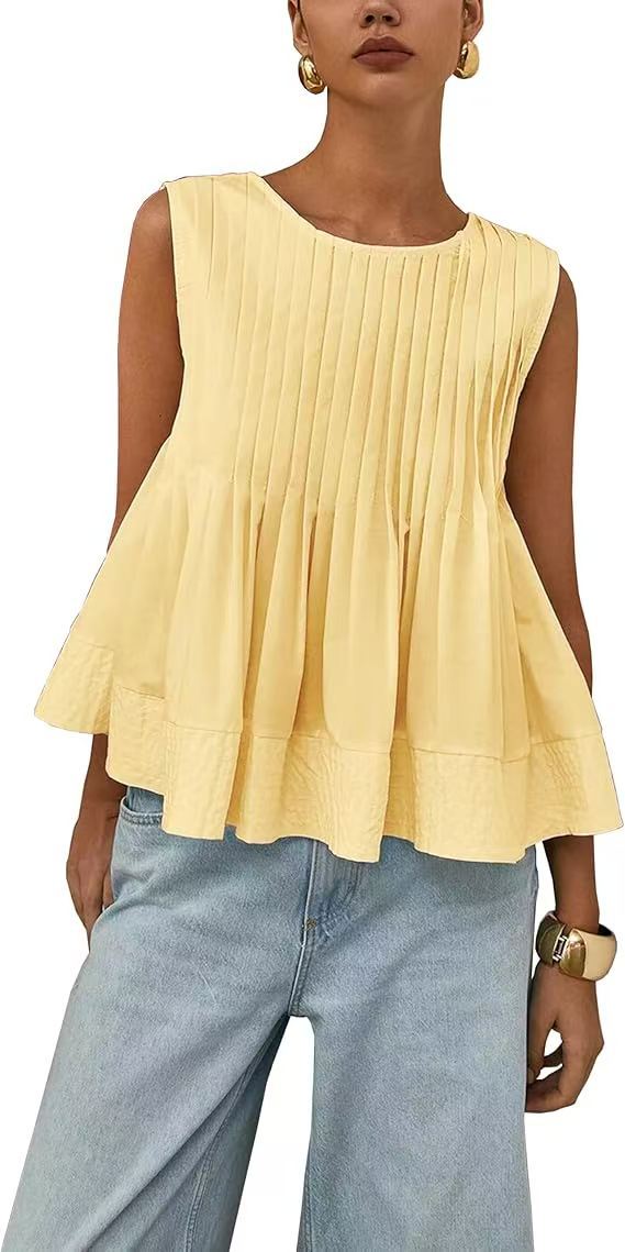 Pleated Slim-fit Loose Vest Shirt